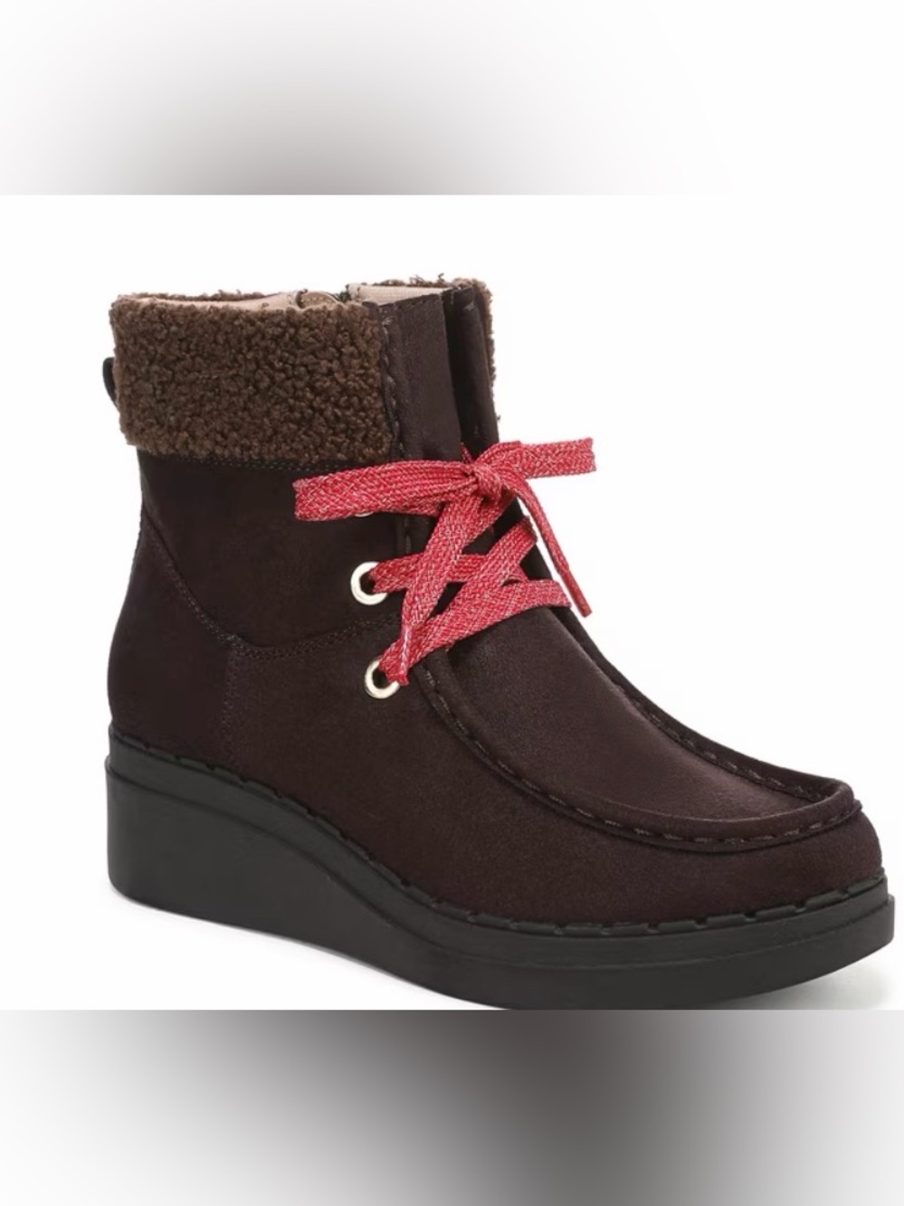 S78 Life Stride Women's Dark Brown Ankle Boot with Red Laces